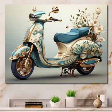 Golden Scooter Luxury Elegance - Scooter Canvas Wall Art